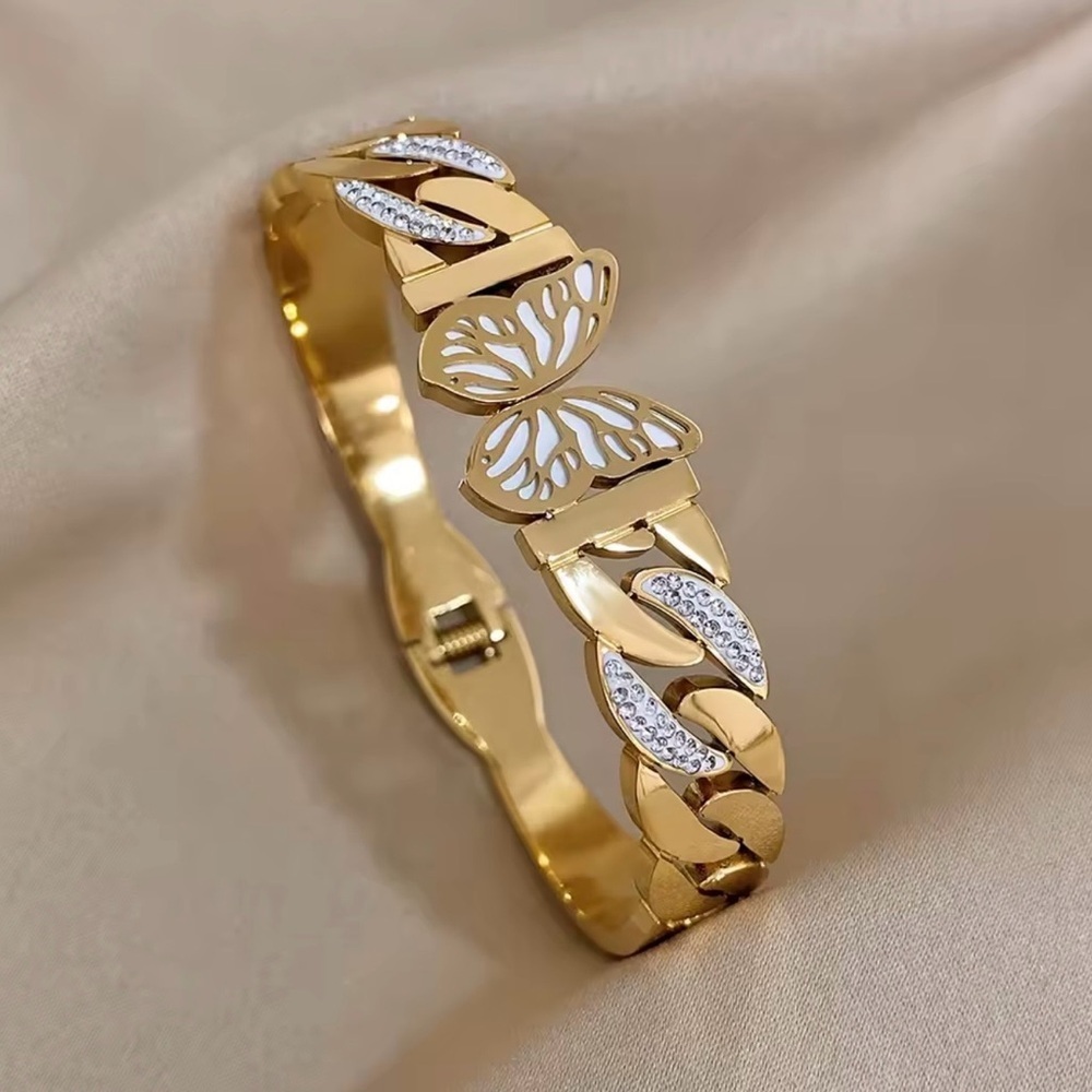 Chunky Butterfly Stainless Steel Bangle Bracelet New - Picture 3 of 5